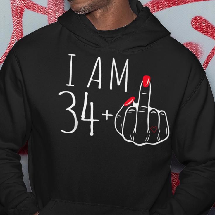 I Am 34 Plus 1 Middle Finger 34Th Women's Birthday Hoodie Unique Gifts