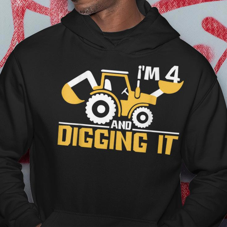 Im 4 And Digging It Boy 4 Year Old 4Th Birthday Construction Hoodie Personalized Gifts
