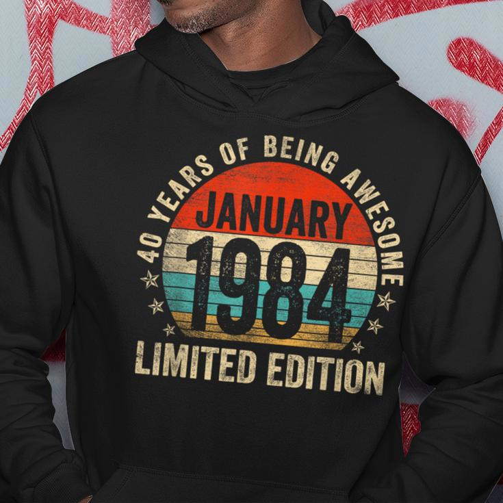 40 Years Old Vintage January 1984 40Th Birthday Retro Hoodie Funny Gifts