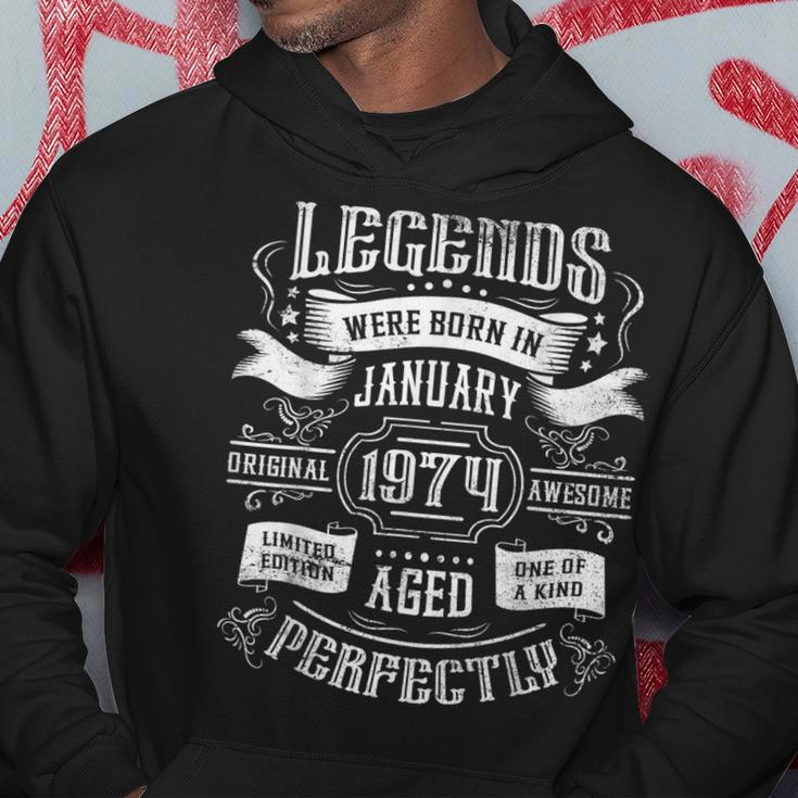 50Th Birthday Legends Were Born In January 1974 Hoodie Funny Gifts