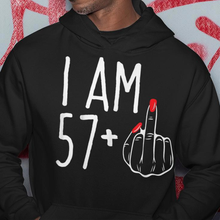 I Am 57 Plus 1 Middle Finger 58Th Women's Birthday Hoodie Unique Gifts