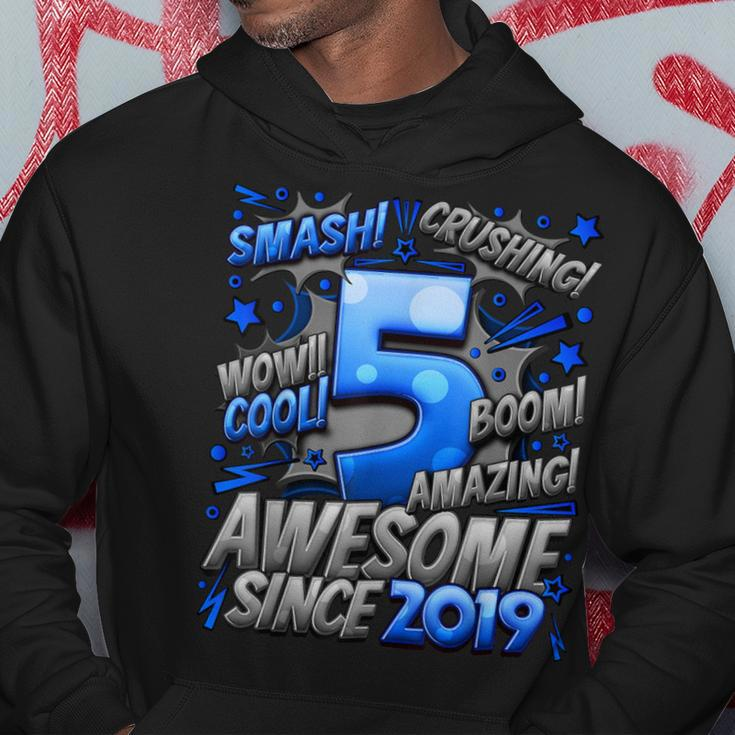 5Th Birthday Comic Style Awesome Since 2019 5 Year Old Boy Hoodie Funny Gifts