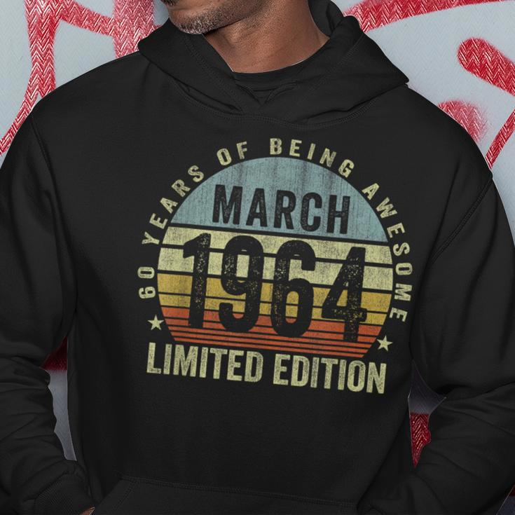 60 Years Old Vintage March 1964 60Th Birthday Retro Hoodie Funny Gifts