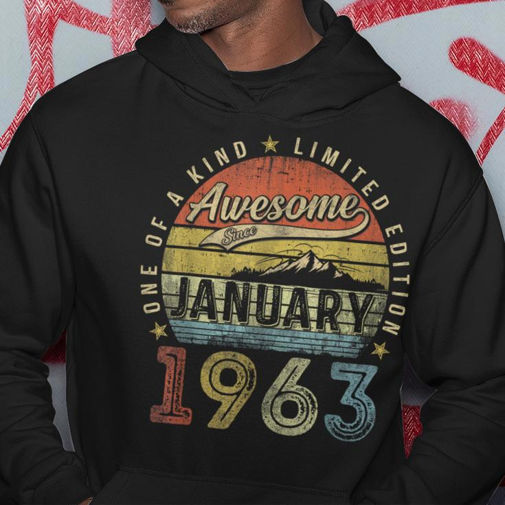 61Th Birthday Awesome Since January 1963 61 Year Old Hoodie Unique Gifts