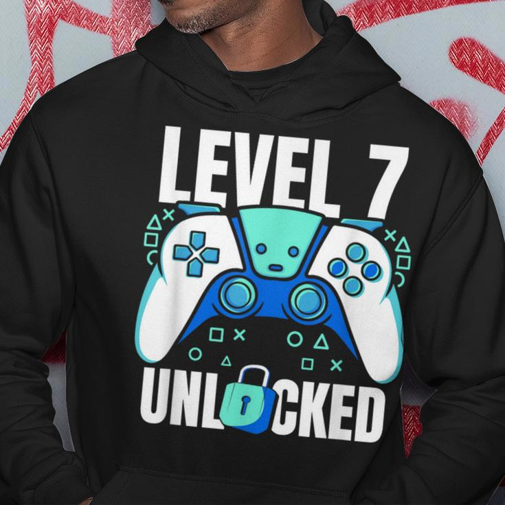 7 Year Old Gamer Gaming 7Th Birthday Level 7 Unlocked Hoodie Funny Gifts