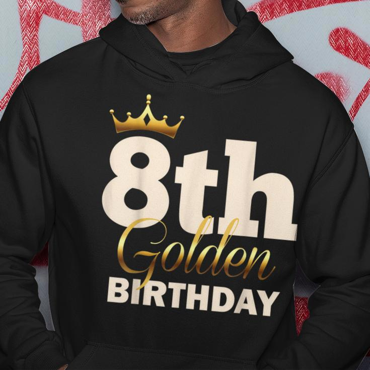 8Th Golden Birthday Age Crown 8 Year Old B-Day Hoodie Personalized Gifts