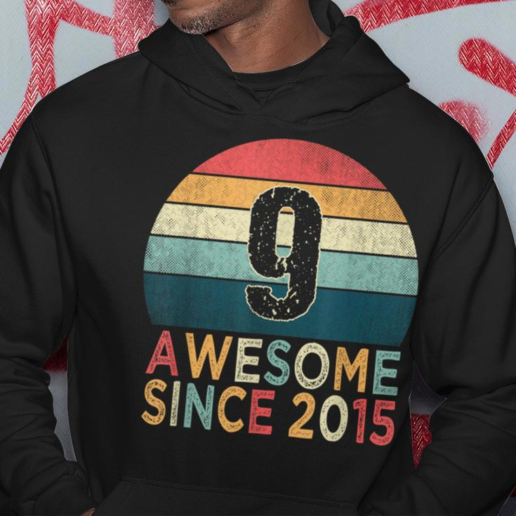 9Th Birthday Vintage Retro 9 Years Old Awesome Since 2015 Hoodie Personalized Gifts