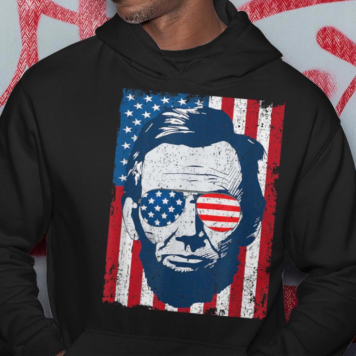 Abe Lincoln Beard Sunglasses & American Flag 4Th Of July Hoodie Unique Gifts