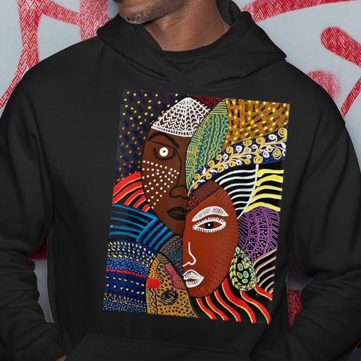 Abstract Brown Skin African American Tribal Mask Black Hoodie Personalized Gifts