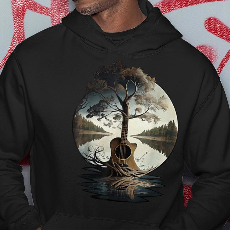 Acoustic Guitar Tree By The Lake Guitarist Hoodie Unique Gifts
