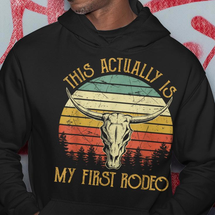 This Actually Is My First Rodeo Country Western Bull Skull Hoodie Personalized Gifts