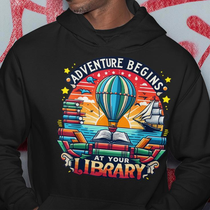 Adventure Begins At Your Library Summer Hot Balloon 2024 Hoodie Unique Gifts