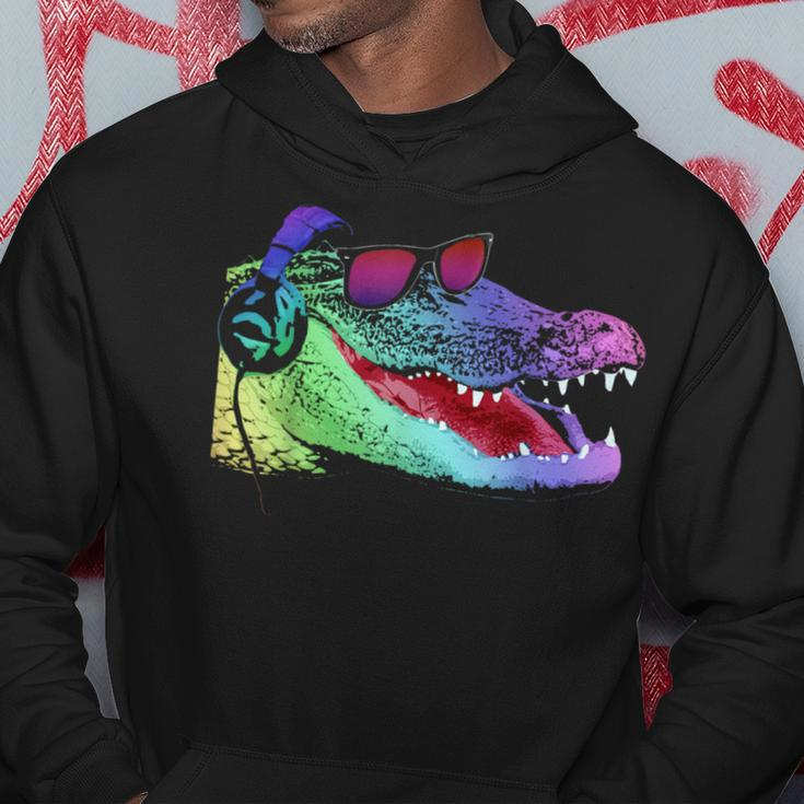 Alligator With Headphones And Sunglasses Hoodie Unique Gifts