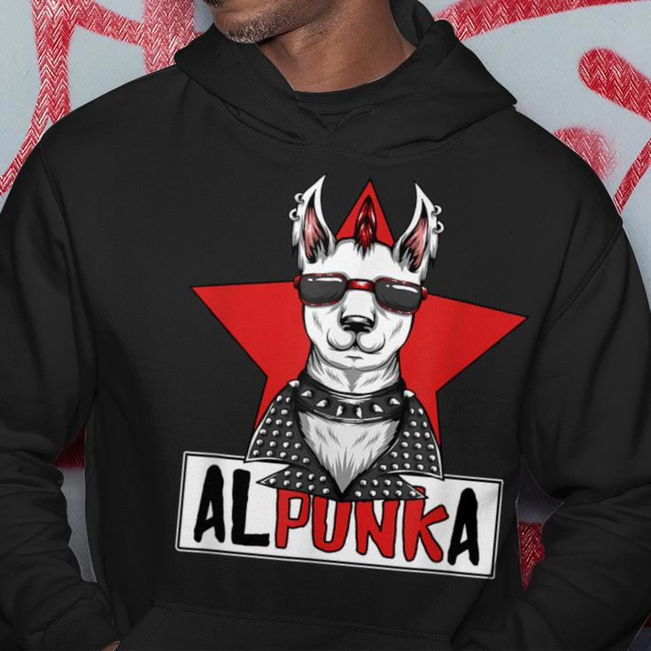 Alpunka Punk Alpaca Lama Punk Rock Rocker Anarchy Hoodie Lustige Geschenke