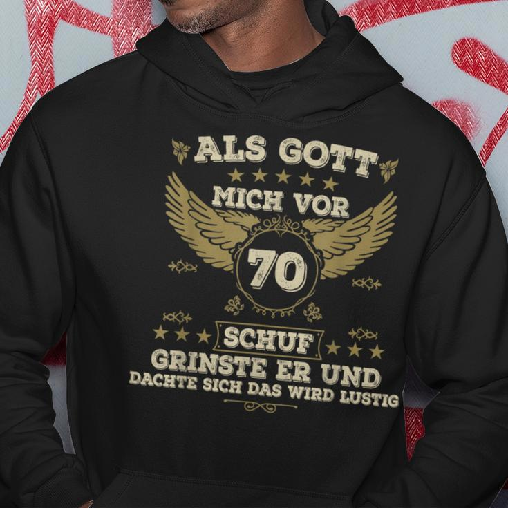 Als Gott Mich Schuf Fing Er An Zu Grinsen 70 Birthday German Langu S Hoodie Lustige Geschenke
