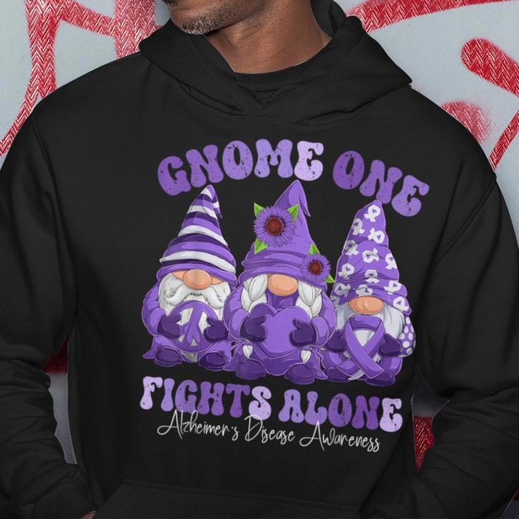 Alzheimer's Disease Awareness Month Purple Ribbon Gnomies Hoodie Unique Gifts