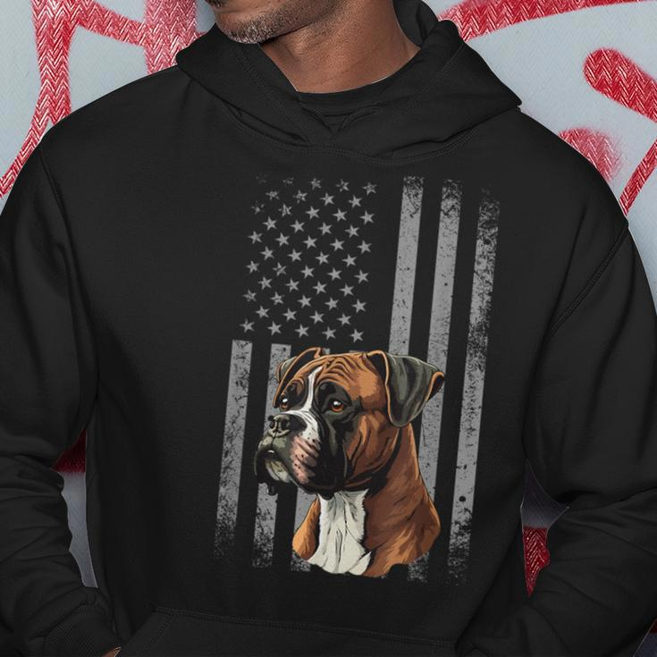 American Flag Usa Patriot Boxer Dog Dad Hoodie Unique Gifts