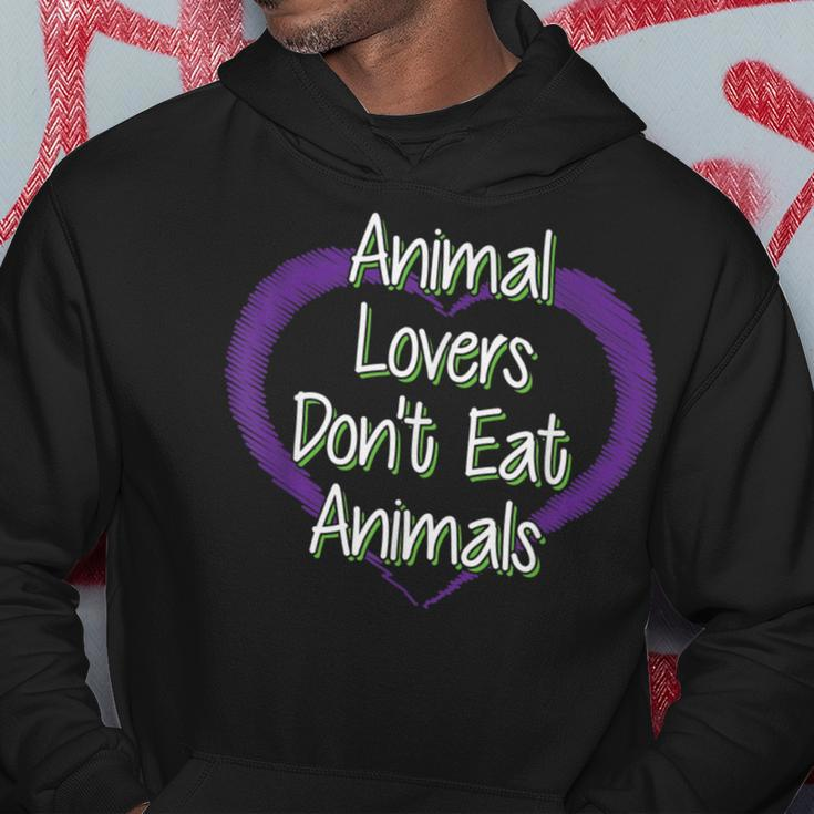 Animal Lovers Don't Eat Animals Vegan Vegetarian Slogan Hoodie Unique Gifts