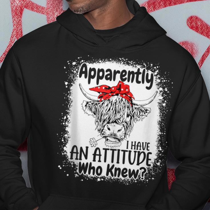 Apparently I Have An Attitude Who Knew Bleached Highland Cow Hoodie Unique Gifts