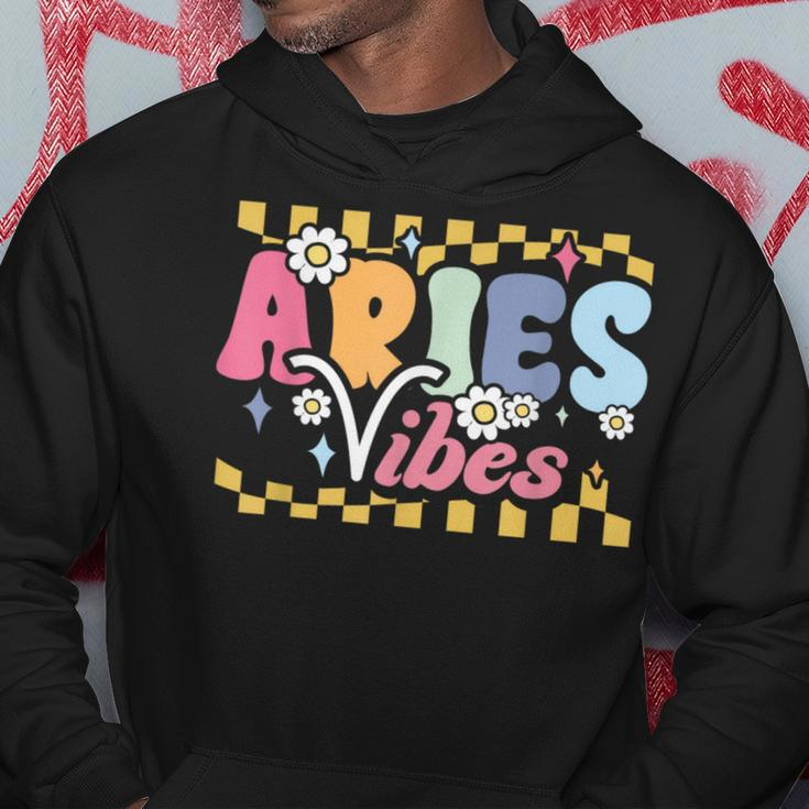 Aries Vibes Zodiac March April Birthday Astrology Groovy Hoodie Unique Gifts
