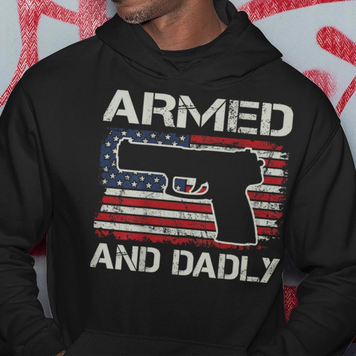 Armed And Dadly Fathers Day Gun Owner Dad On Back Hoodie Unique Gifts