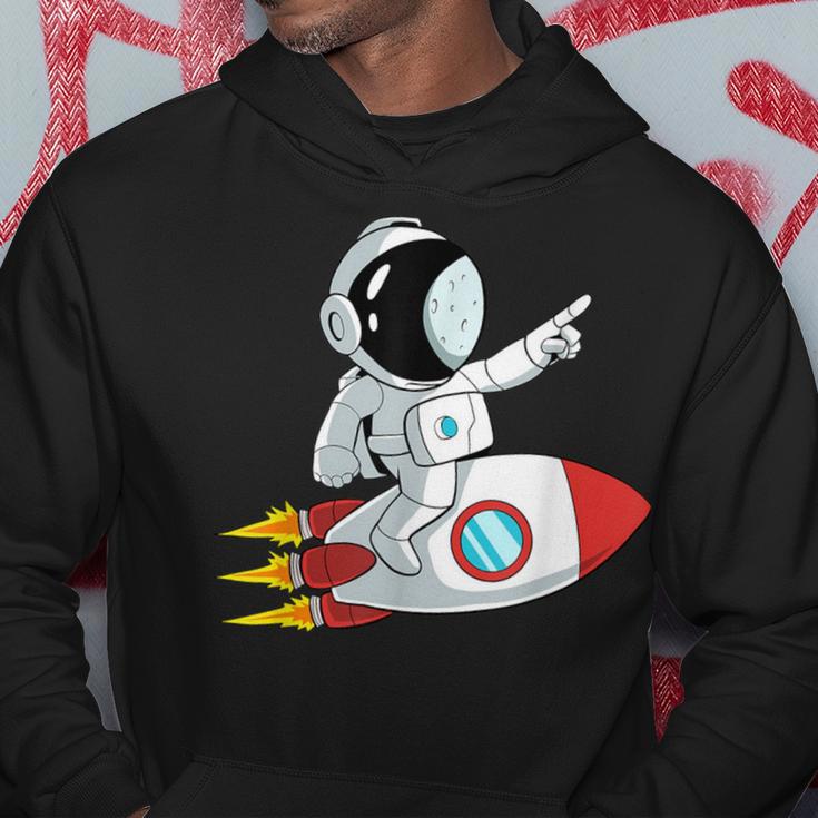 Astronaut und Rakete im Weltraum Hoodie, Unisex Schwarz Lustige Geschenke