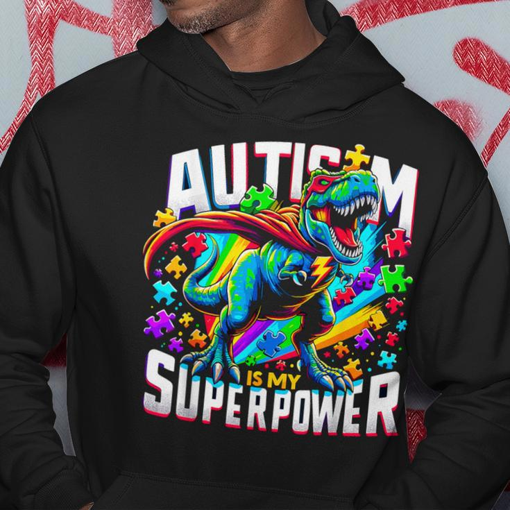 Autism Is My Superpower Autism Awareness T-Rex Hoodie Unique Gifts