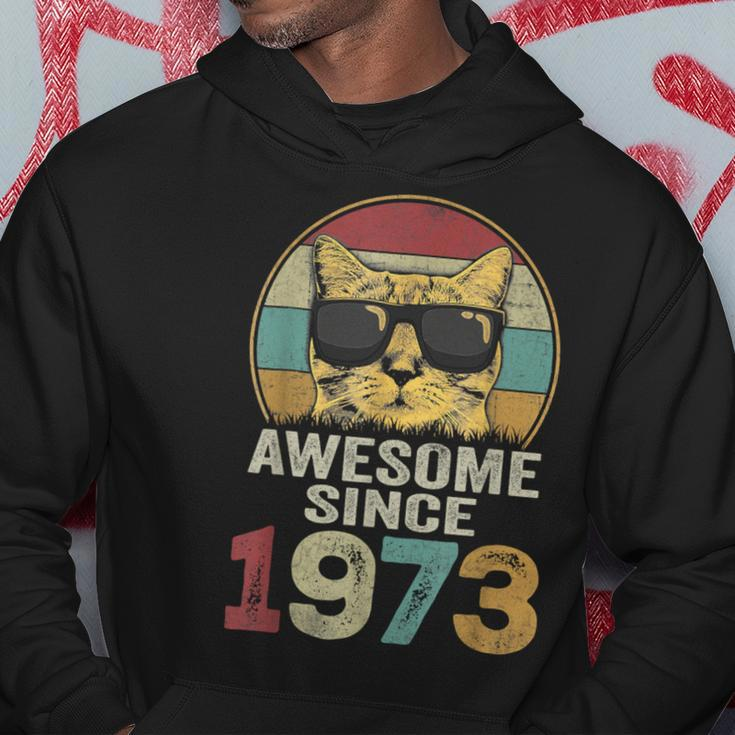 Awesome Since 1973 50Th Birthday 50 Year Old Cat Lovers Hoodie Unique Gifts