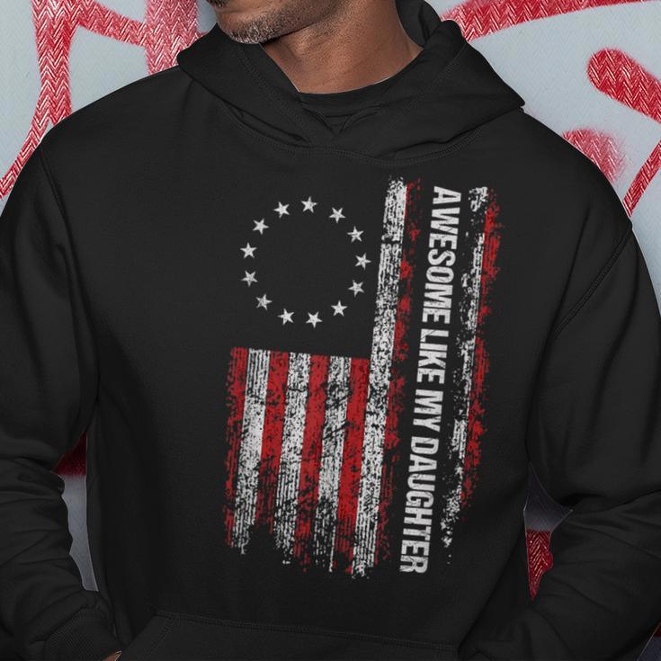 Awesome Like My Daughter Fathers Day Dad Usa Flag Hoodie Funny Gifts