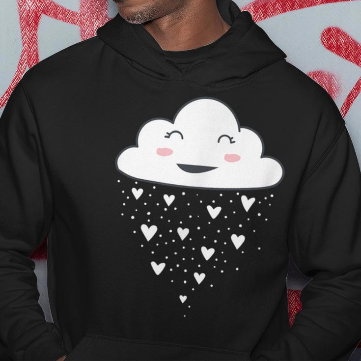 Awesome White Cloud Rain Raindrop Hearts Print Hoodie Unique Gifts