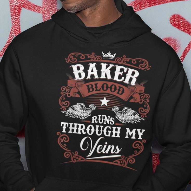 Baker Blood Runs Through My Veins Family Name Vintage Hoodie Funny Gifts