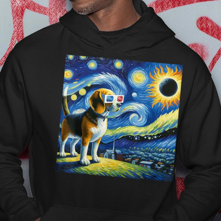 Beagle Dog Solar Eclipse Glasses 2024 Van Gogh Starry Night Hoodie Funny Gifts