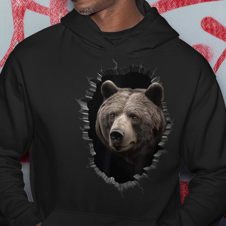 Bear Peeping Out Of The Wall Animal Zoo Bear Hoodie Unique Gifts