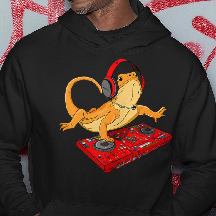 Bearded Dragon Dj Sound Tech Red Headphone Music Lizard Hoodie Unique Gifts