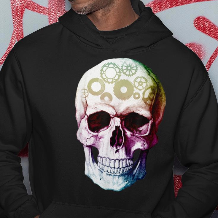 Beautiful Steampunk Multicolor Gear Skull Hoodie Unique Gifts