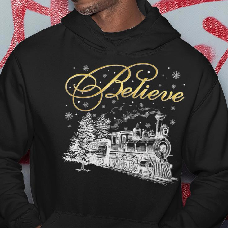 Believe Christmas North Pole Polar Express All Abroad Family Hoodie Funny Gifts