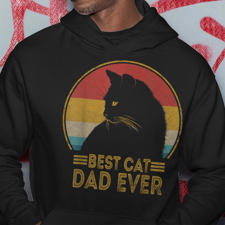 Best Cat Dad Ever Retro Sunset Daddy Cat Father's Day Hoodie Unique Gifts