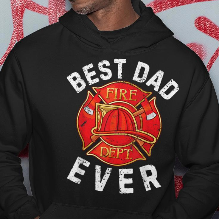 Best Dad Ever Dept Symbol Fireman Firefighter Fathers Day Hoodie Funny Gifts