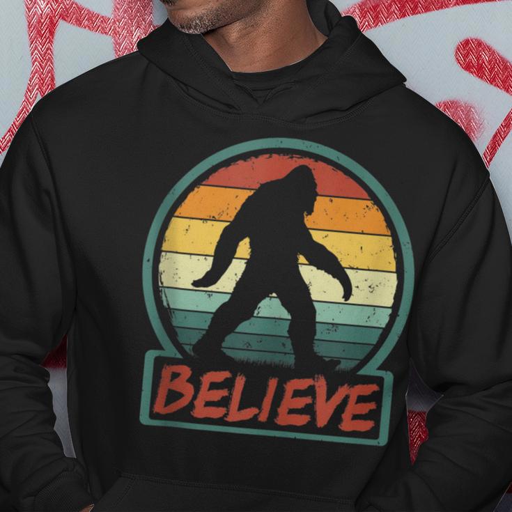 Bigfoot Believe Retro Sasquatch Cryptid Sunset Silhouette Hoodie Unique Gifts