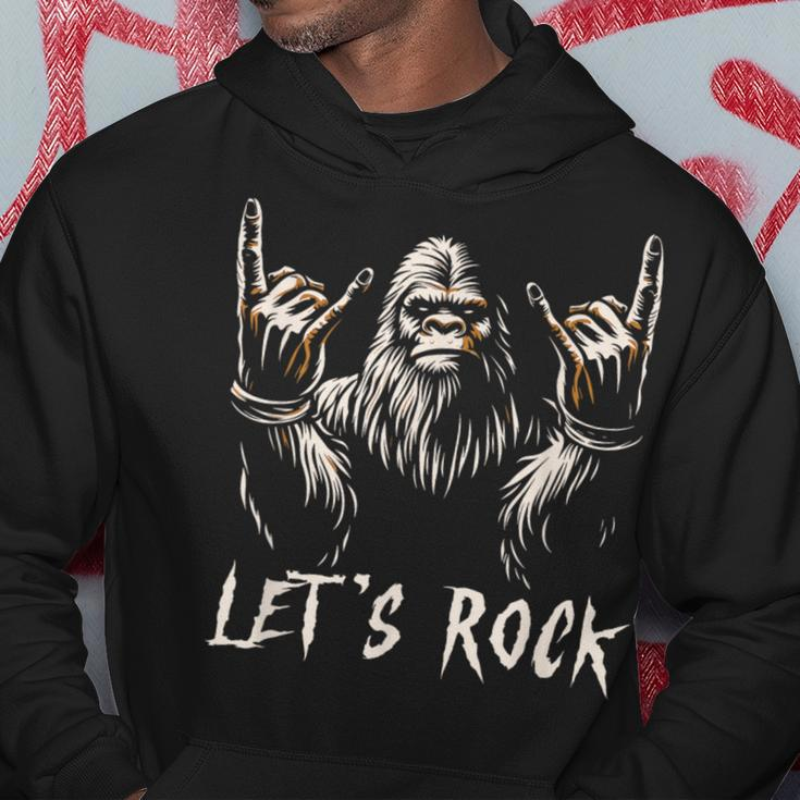 Bigfoot Rock On Sasquatch Rock And Roll Let's Rock Hoodie Unique Gifts