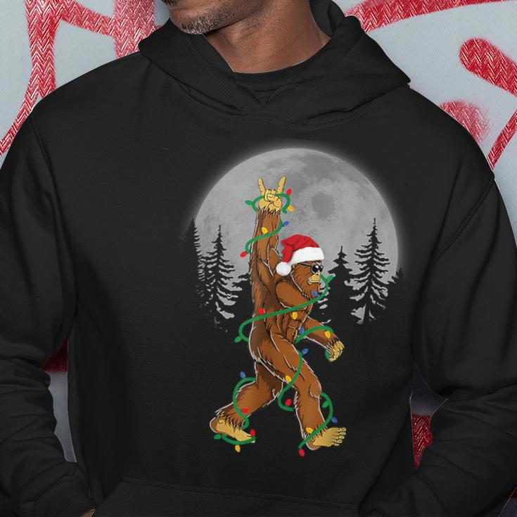 Bigfoot Santa Christmas Tree Lights Xmas Sasquatch Hoodie Funny Gifts