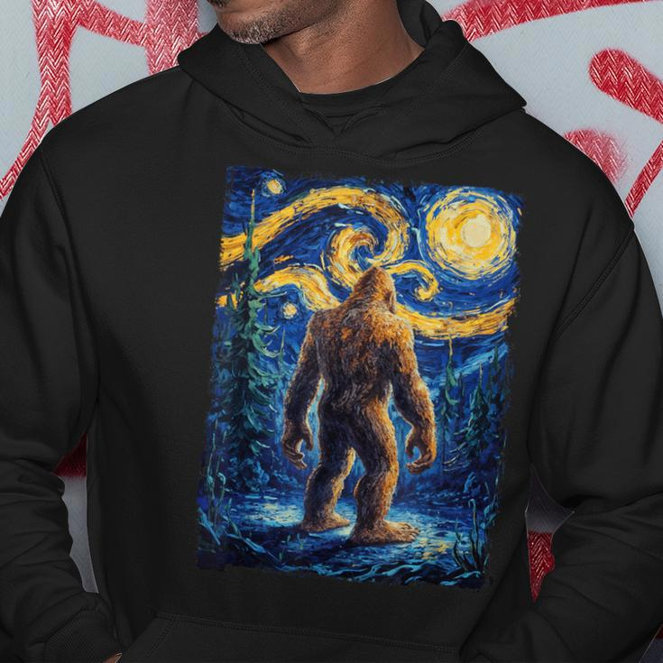 Bigfoot Starry Night Sasquatch Van Gogh Painting Hoodie Personalized Gifts