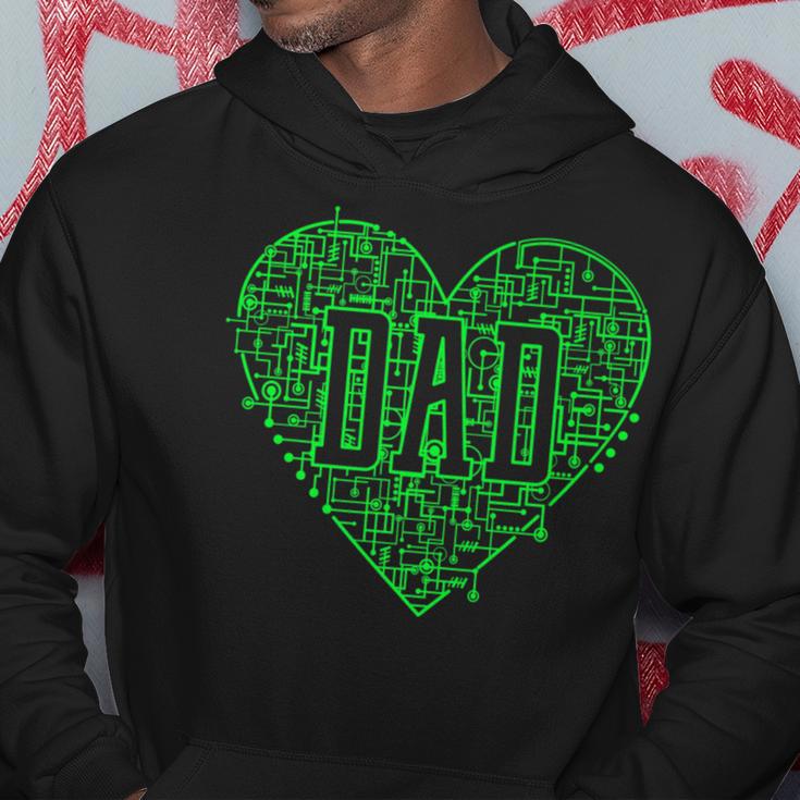 Binary Ai Computer Circuit Green Electric Heart Game Dad Hoodie Unique Gifts