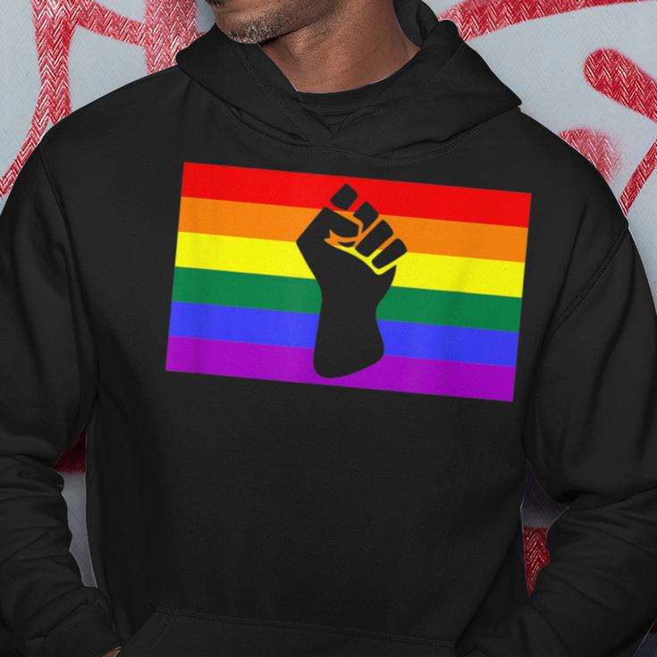 Black Protest Fist Lgbtq Gay Pride Flag Blm Unity Equality Hoodie Unique Gifts