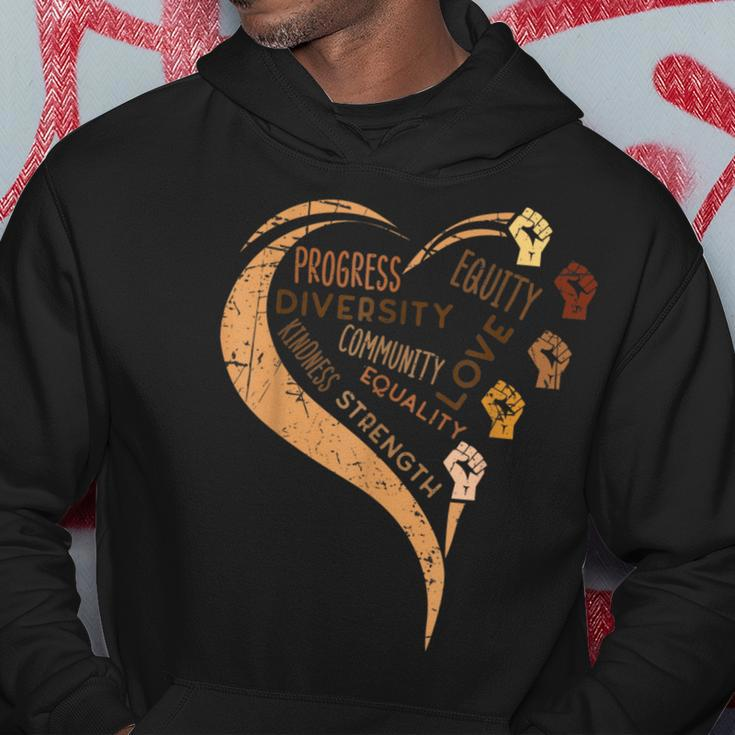 Black History Fists Diversity Equity Heart African Women Hoodie Unique Gifts