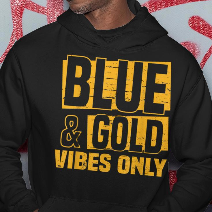 Blue And Gold Vibes Only School Tournament Team Cheerleaders Hoodie Personalized Gifts