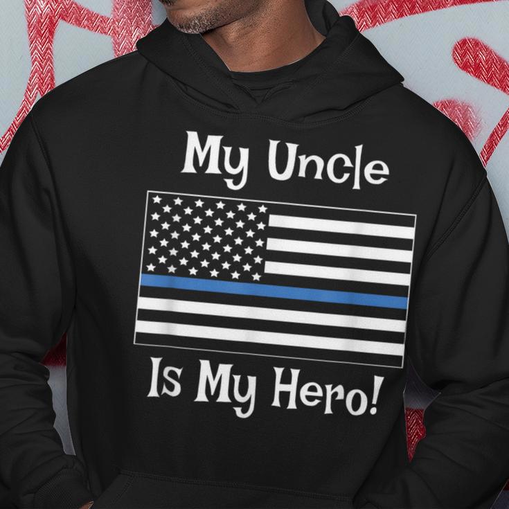 Blue Line Flag My Uncle Hero Police Officer Family Hoodie Unique Gifts