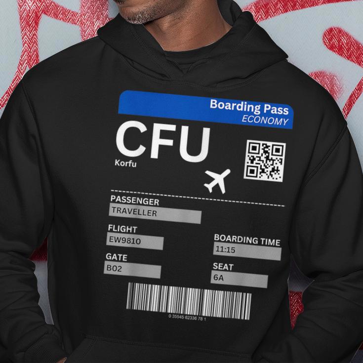 Boarding Pass Korfu Cfu Flugticket Griechenland Korfu Hoodie Lustige Geschenke