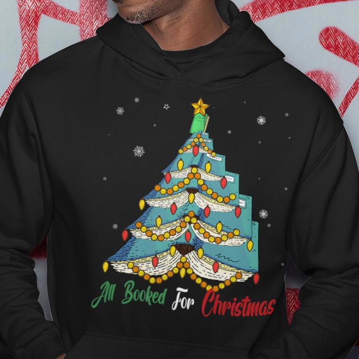 All Booked For Christmas Vintage Librarian Xmas Tree Light Hoodie Funny Gifts