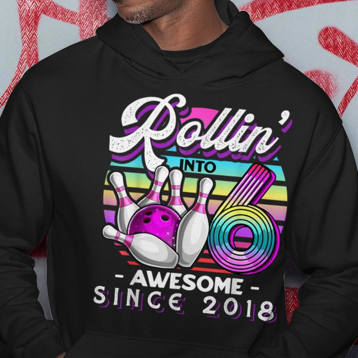 Bowling Party Rollin' 6 Awesome 2018 6Th Birthday Girls Hoodie Personalized Gifts